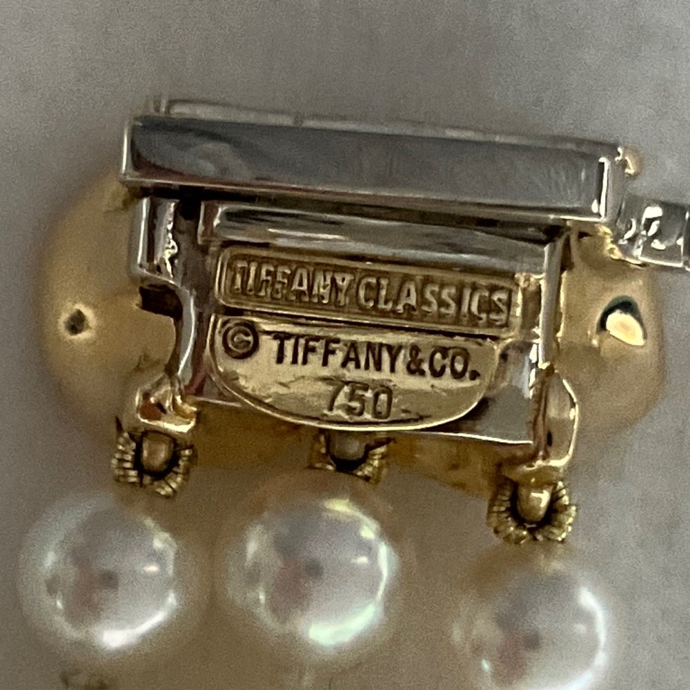 TIFFANY & CO. Vintage 18k Dogwood Diamond Akoya Pearl Bracelet - Picture 9 of 16